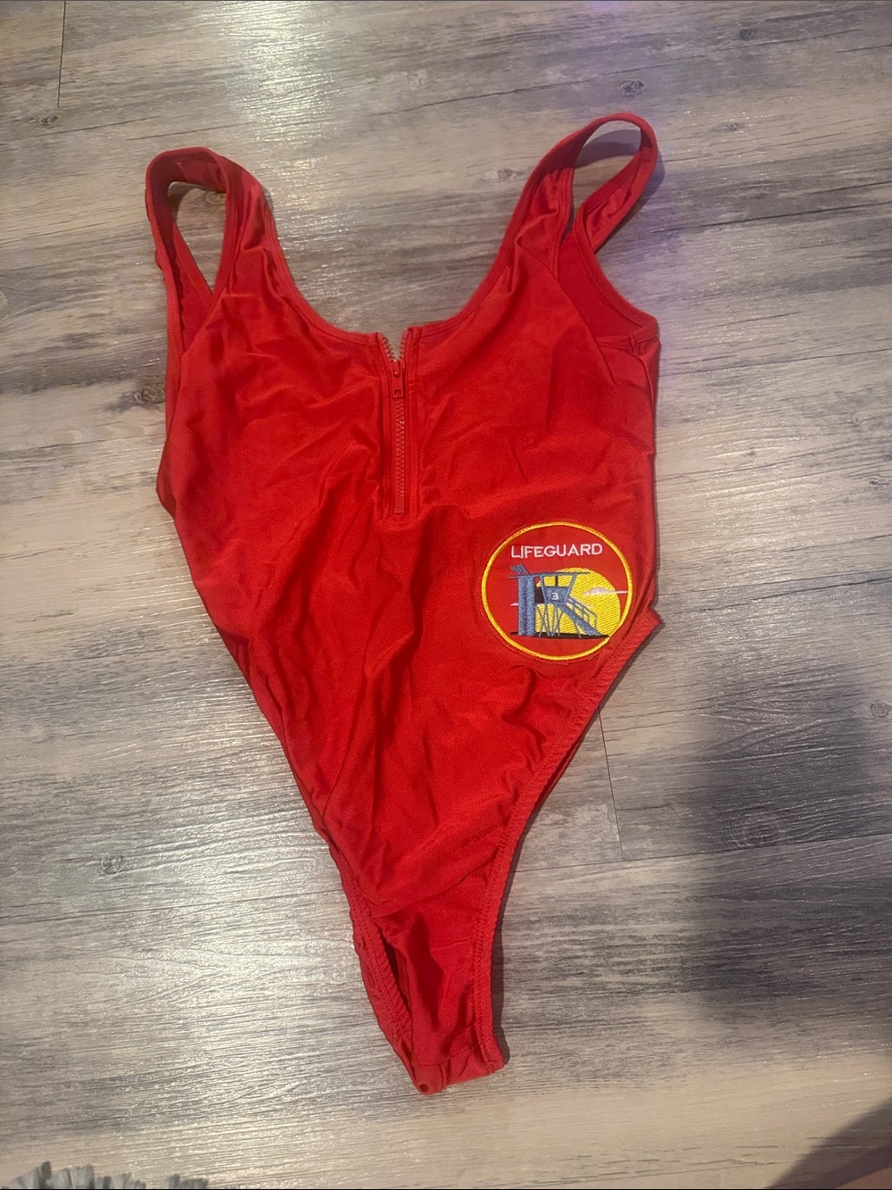Dreamgirl Red Lifeguard One-Piece Swimsuit with Front Zip